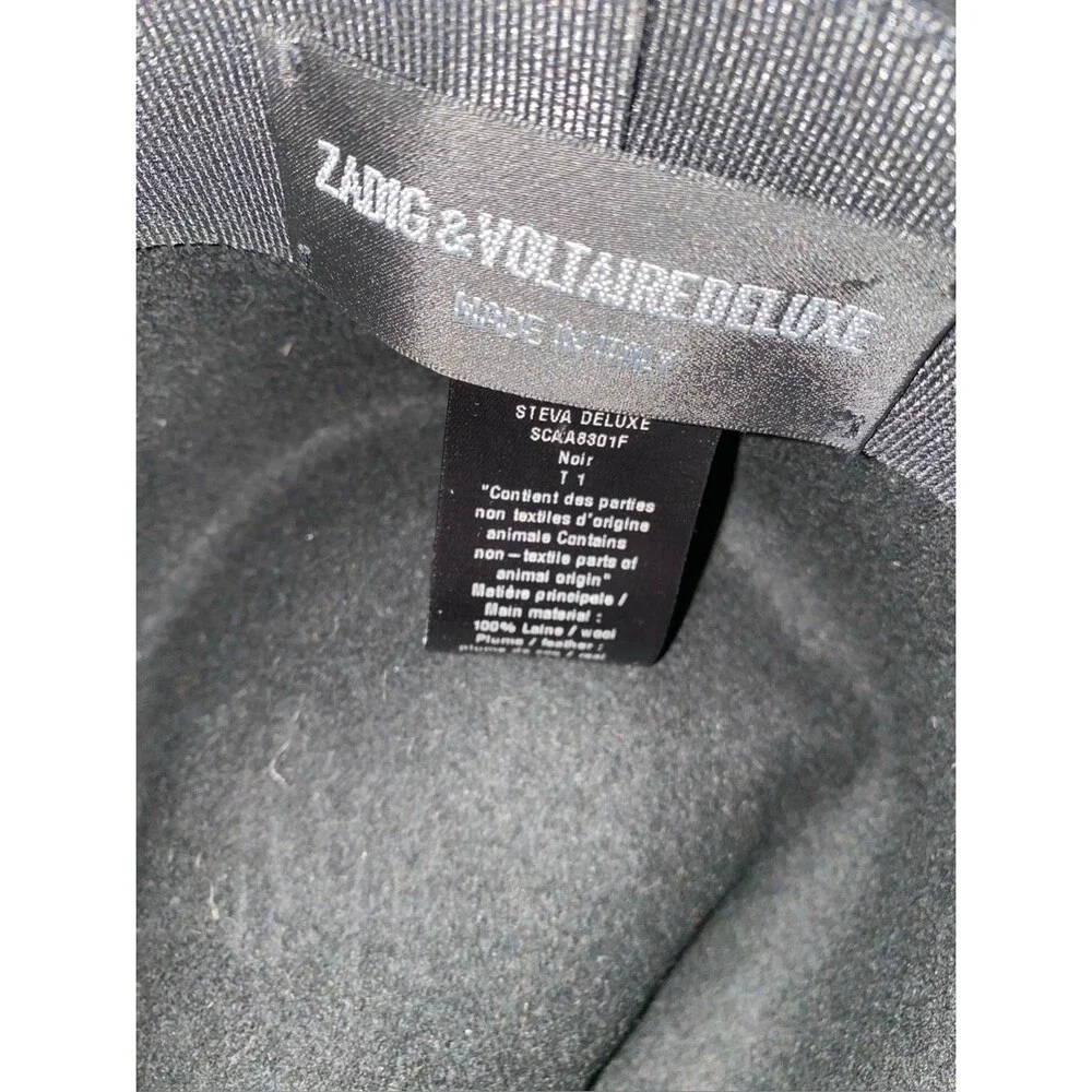 Zadig & Voltaire Deluxe Black 100% Wool Steva Fedora Hat